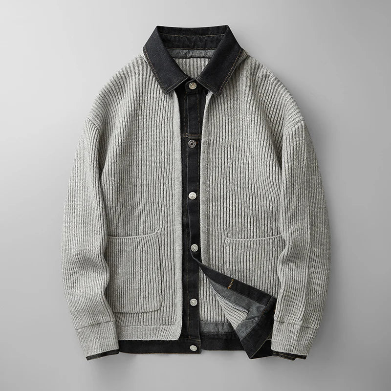 Men's Winter Collared Button-Through Knit Cardigan