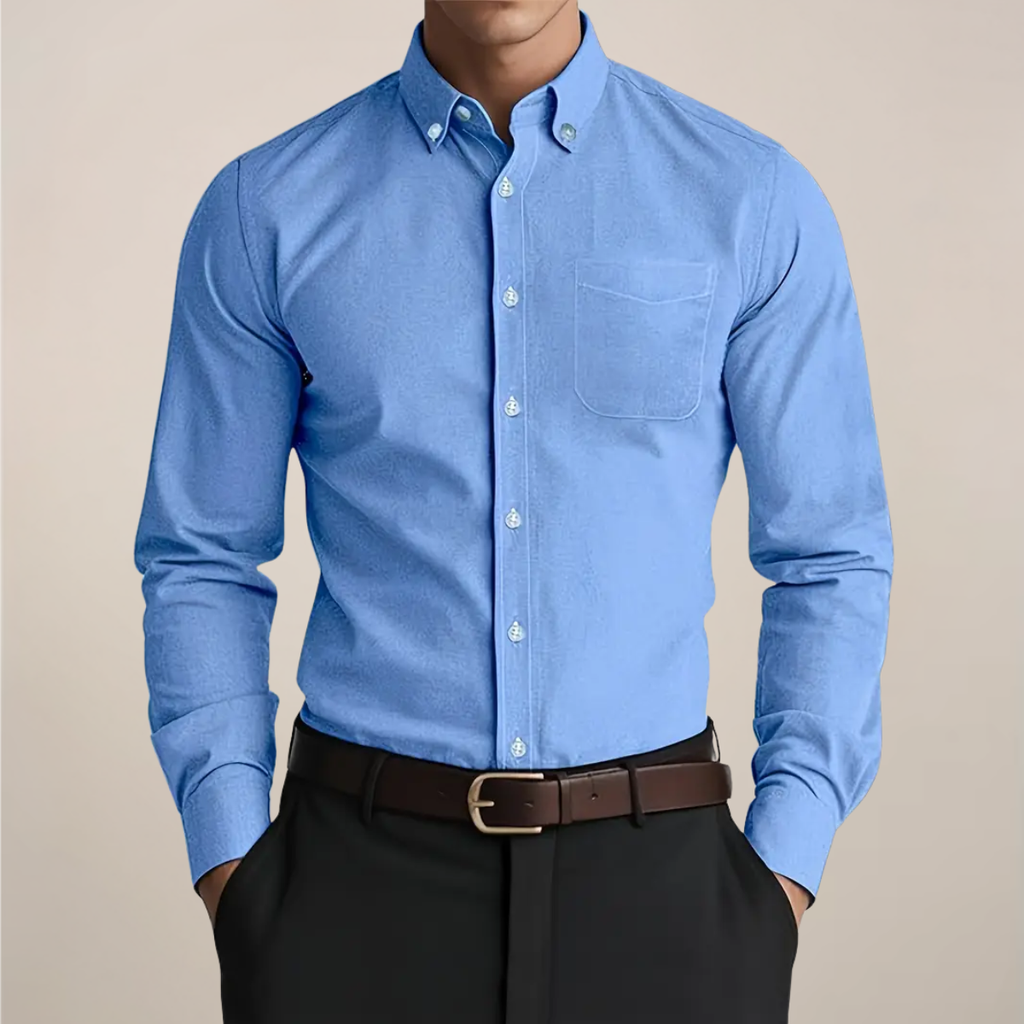 Men's Long Sleeve Slim-Fit Collared Shirt