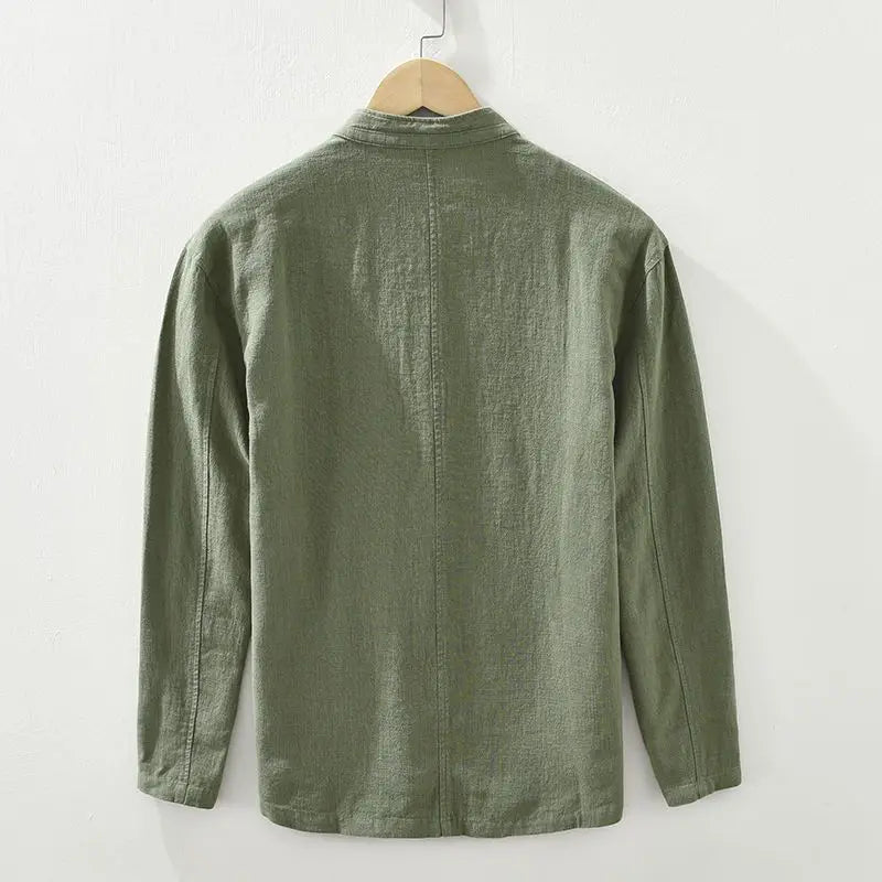 Men's Relaxed Button-Front Stand Collar Overshirt