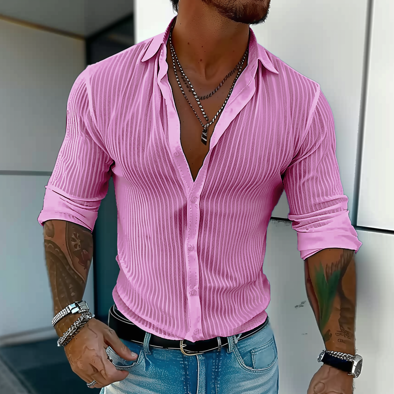 Men's Slim Ribbed Lightweight Summer Shirt