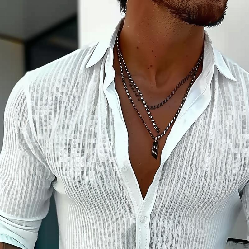 Men's Slim Ribbed Lightweight Summer Shirt