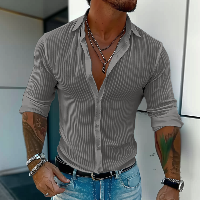 Men's Slim Ribbed Lightweight Summer Shirt