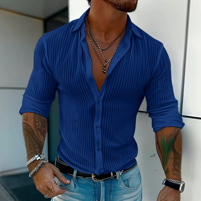 Men's Slim Ribbed Lightweight Summer Shirt