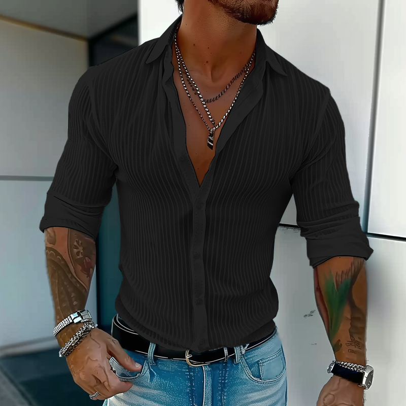 Men's Slim Ribbed Lightweight Summer Shirt
