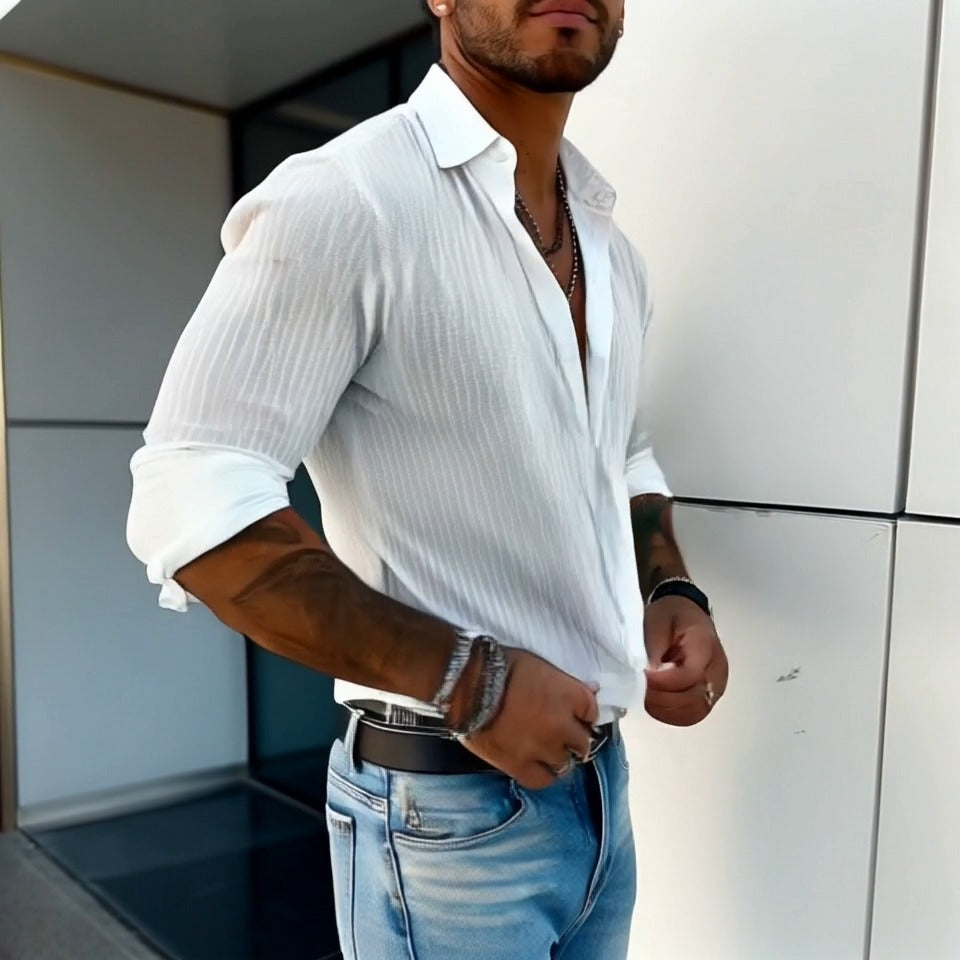 Men's Slim Ribbed Lightweight Summer Shirt