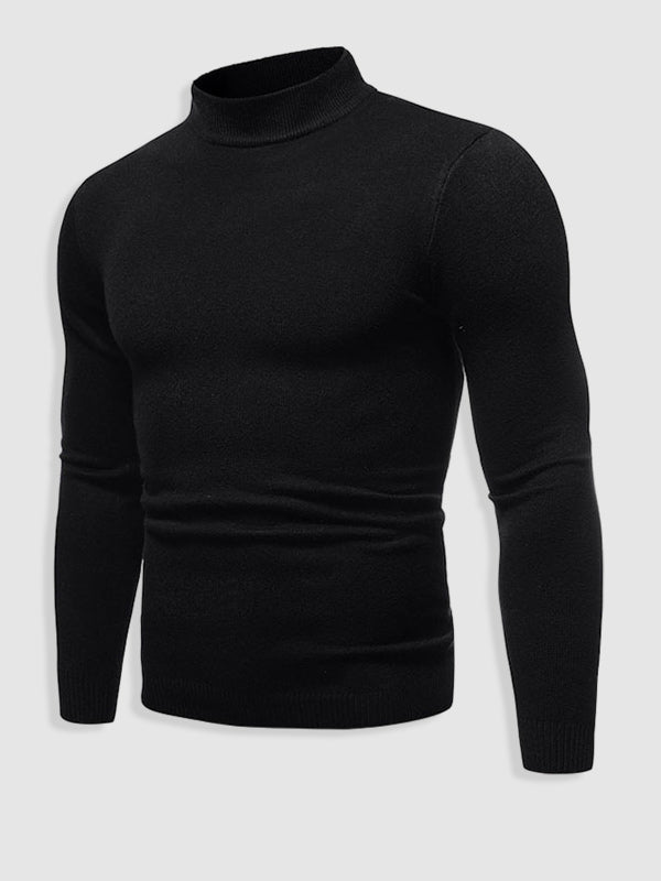 Men's Minimalist Slim-Fit Polo Neck Pullover
