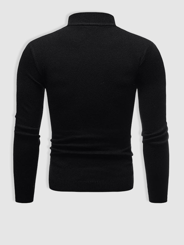 Men's Minimalist Slim-Fit Polo Neck Pullover
