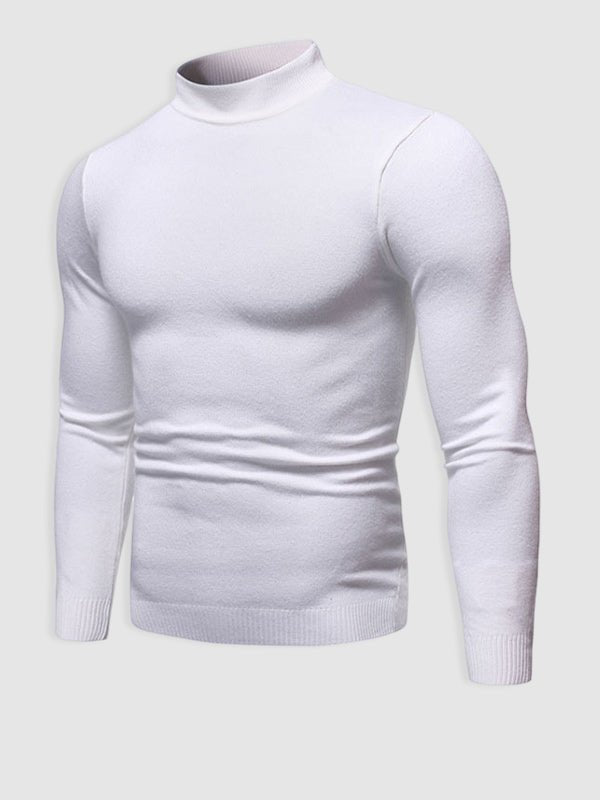 Men's Minimalist Slim-Fit Polo Neck Pullover