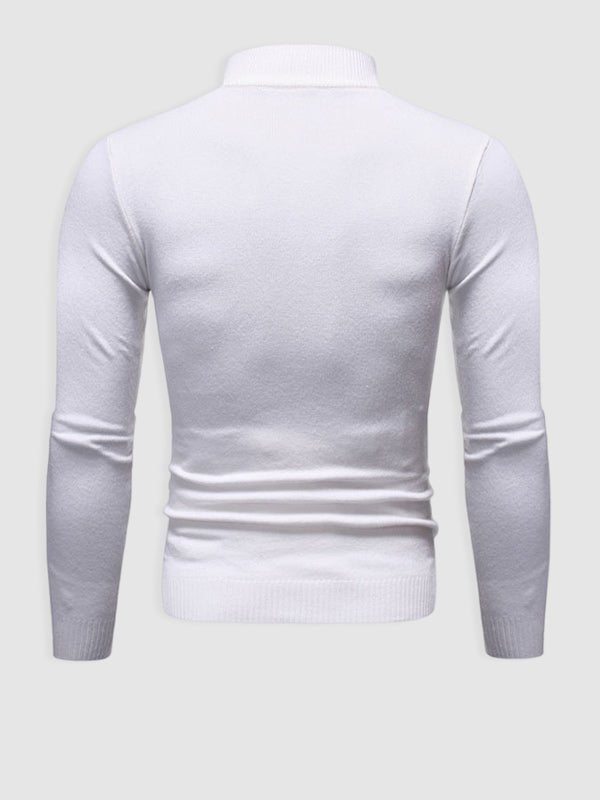 Men's Minimalist Slim-Fit Polo Neck Pullover