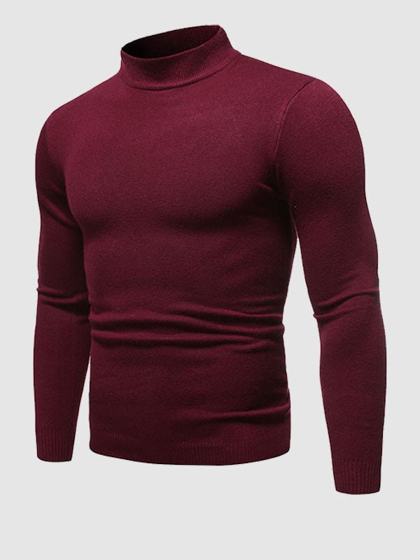 Men's Minimalist Slim-Fit Polo Neck Pullover
