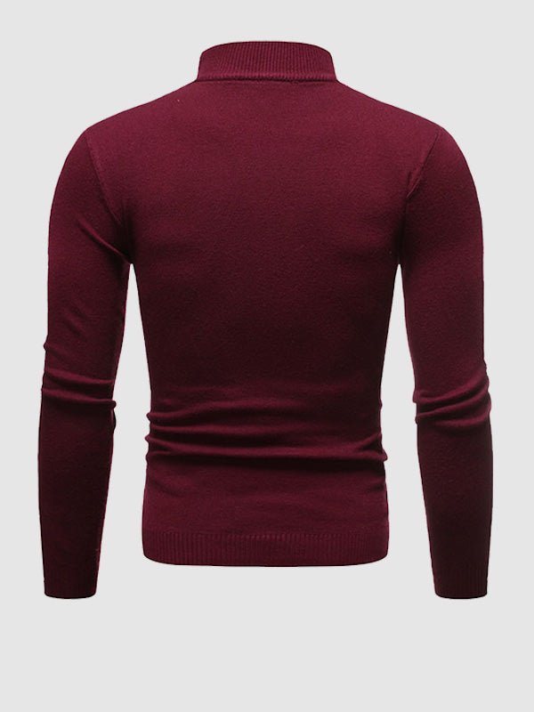 Men's Minimalist Slim-Fit Polo Neck Pullover