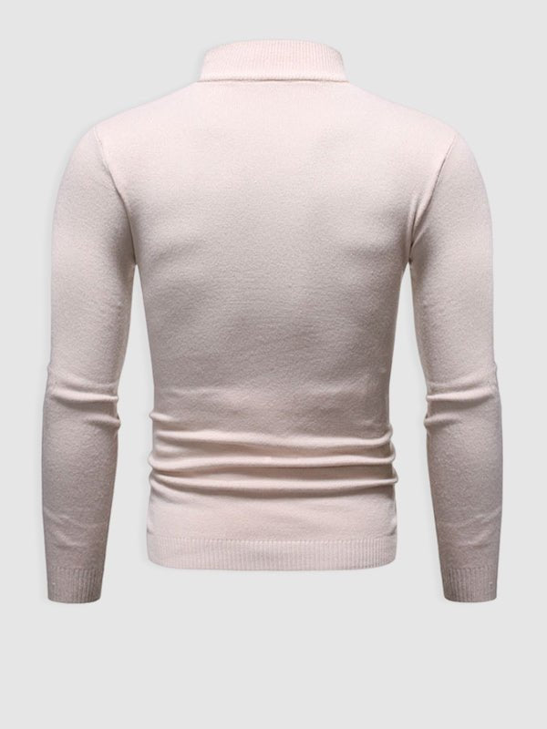 Men's Minimalist Slim-Fit Polo Neck Pullover