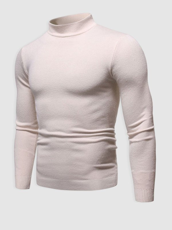 Men's Minimalist Slim-Fit Polo Neck Pullover