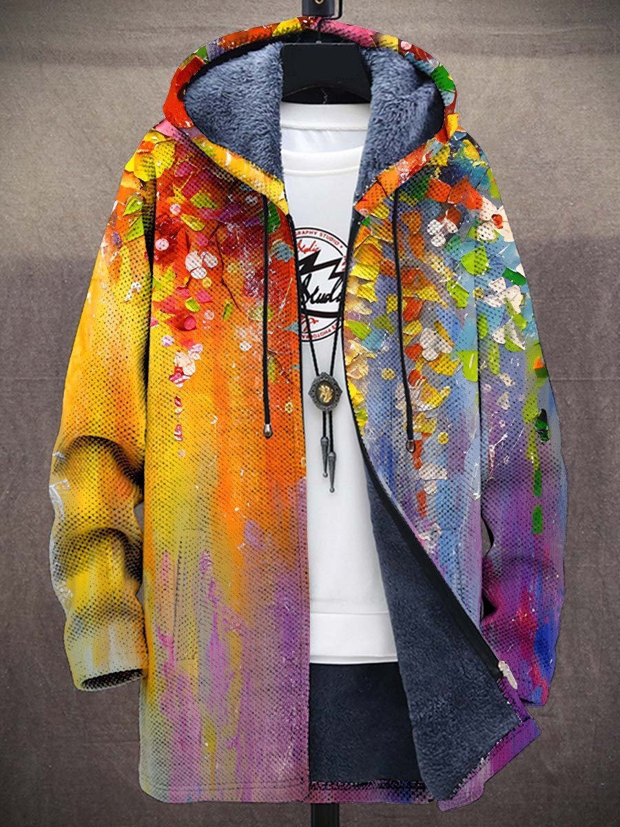 Men's Fleece-Lined Zip-Through Hooded Cardigan