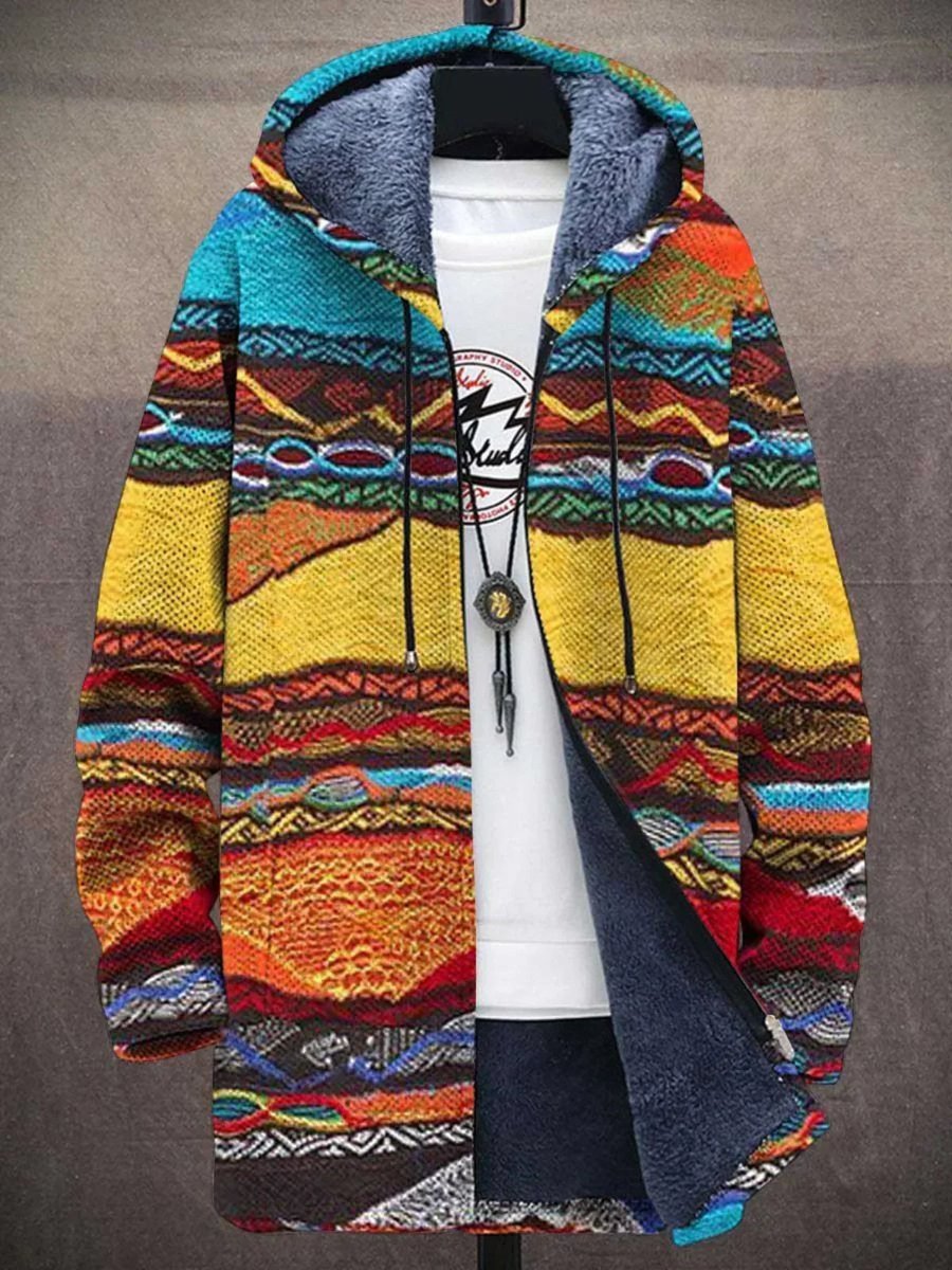 Men's Fleece-Lined Zip-Through Hooded Cardigan