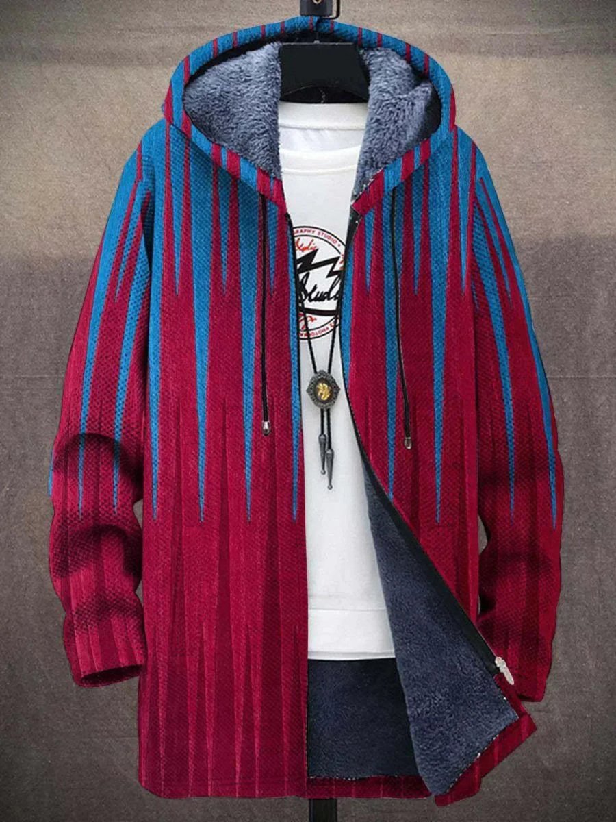 Men's Fleece-Lined Zip-Through Hooded Cardigan
