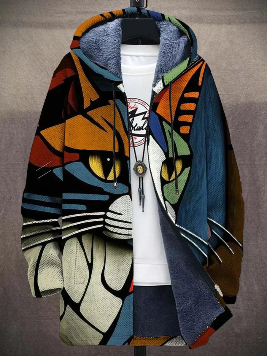 Men's Fleece-Lined Zip-Through Hooded Cardigan