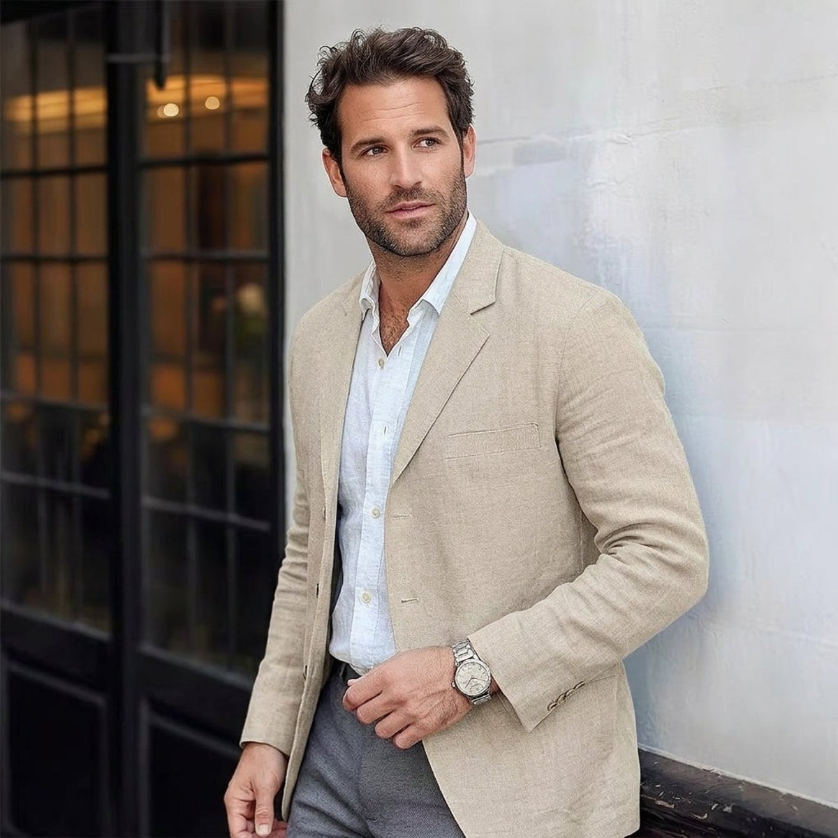 Men's Relaxed-Fit Unstructured Linen Blazer