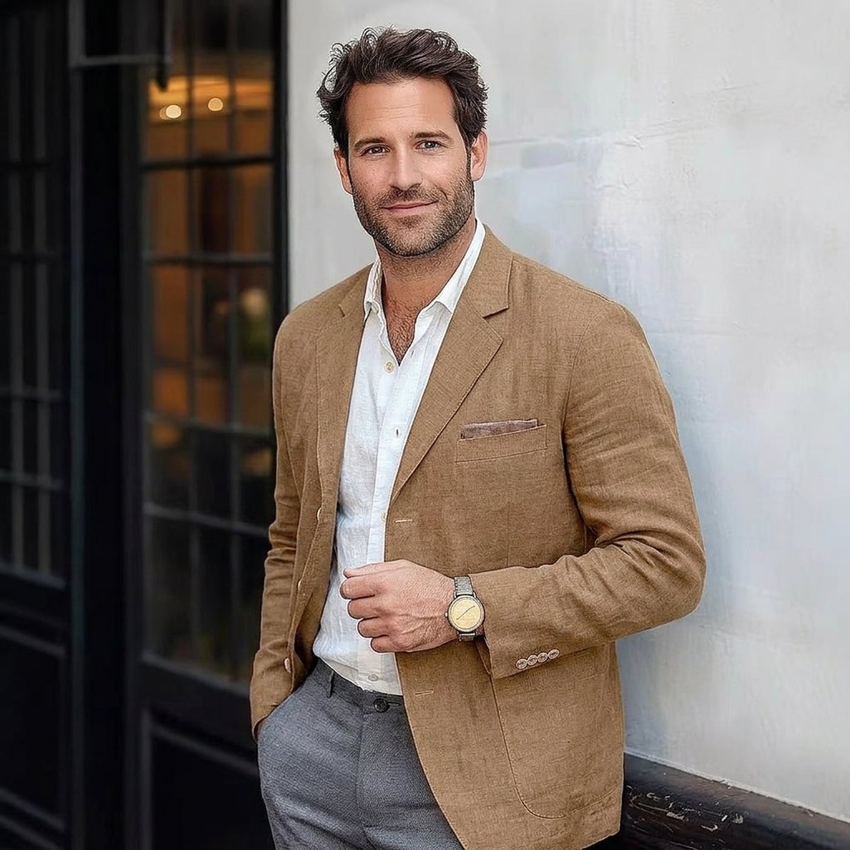 Men's Relaxed-Fit Unstructured Linen Blazer