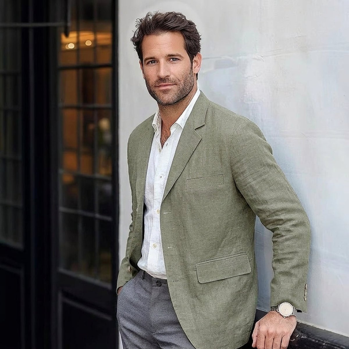 Men's Relaxed-Fit Unstructured Linen Blazer