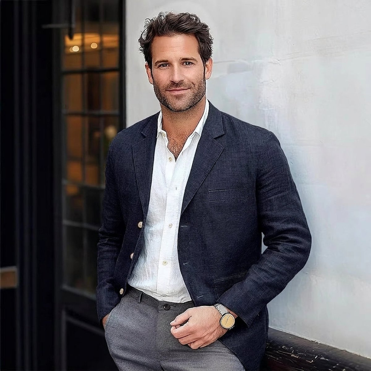 Men's Relaxed-Fit Unstructured Linen Blazer