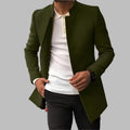 Men's Collarless Slim-Fit Woollen Overcoat