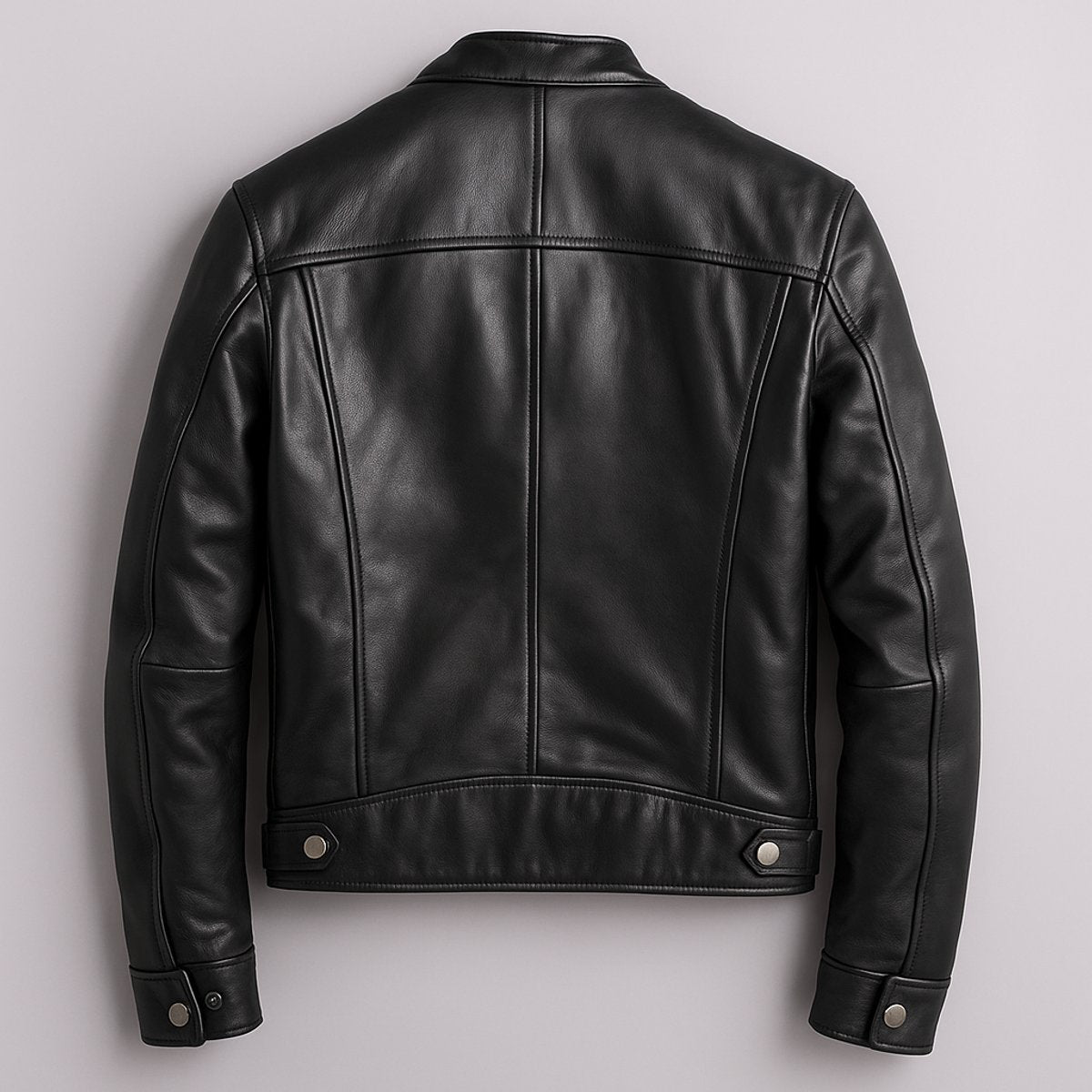 Men's Leather-Look Zip-Through Biker Jacket