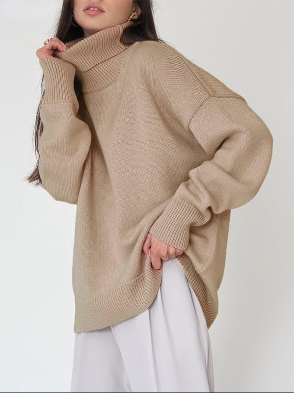 Women's Relaxed Winter Polo Neck Pullover