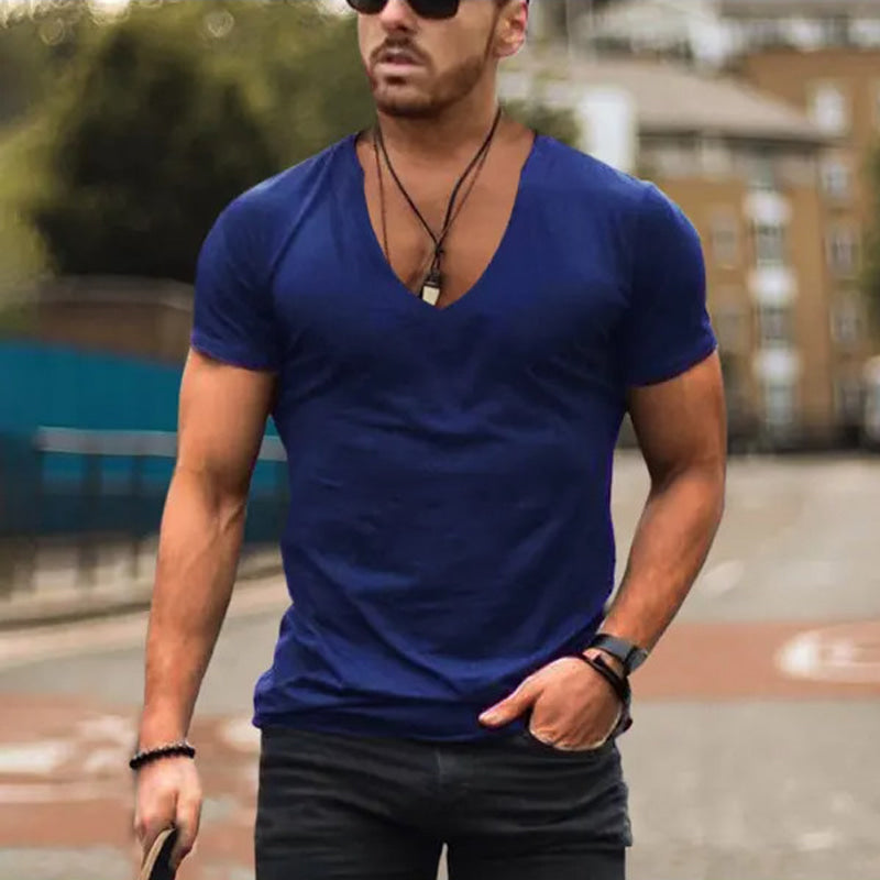 Men's Fitted Deep V-Neck Tee