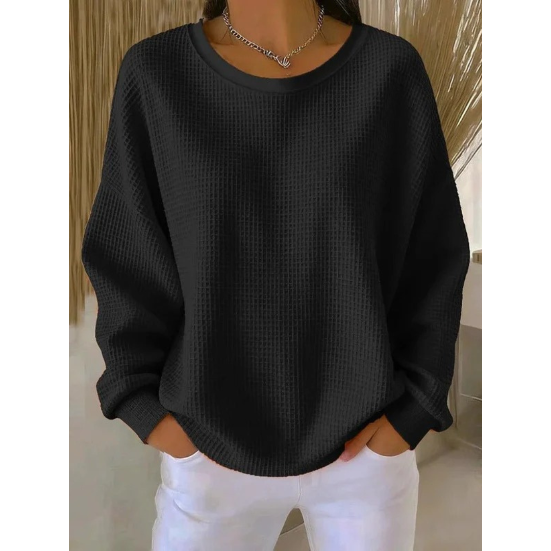 Women's Relaxed Textured Long-Sleeve Pullover