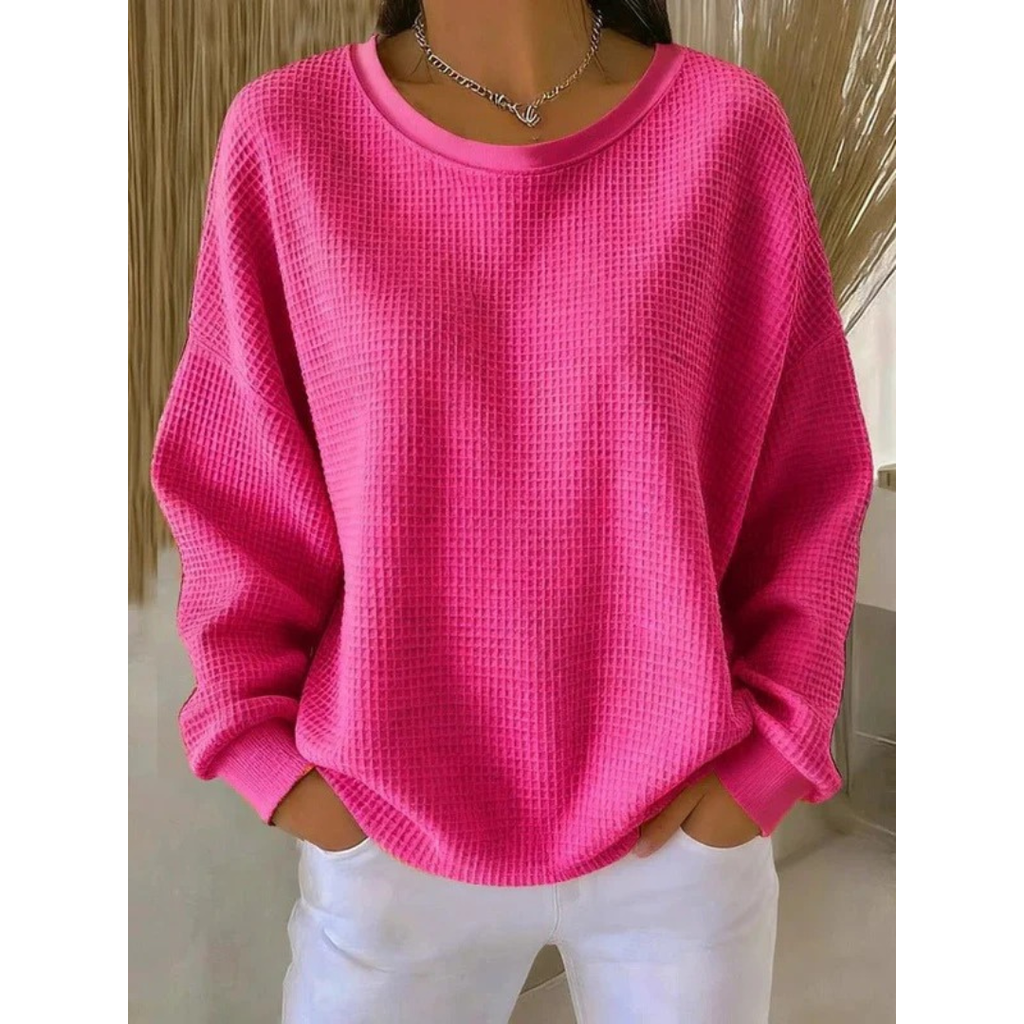 Women's Relaxed Textured Long-Sleeve Pullover