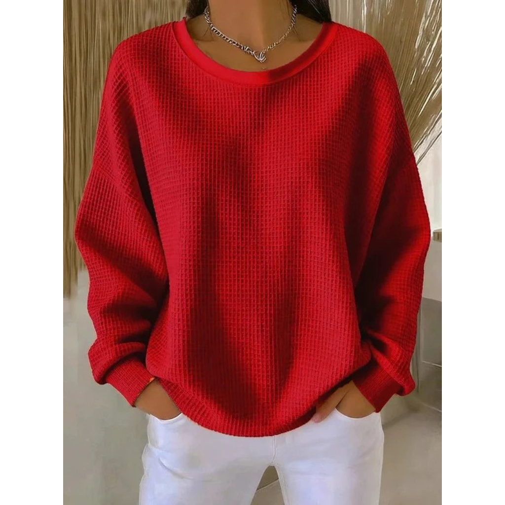 Women's Relaxed Textured Long-Sleeve Pullover