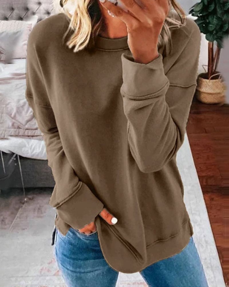 Women's Relaxed Crew Neck Cotton Sweatshirt