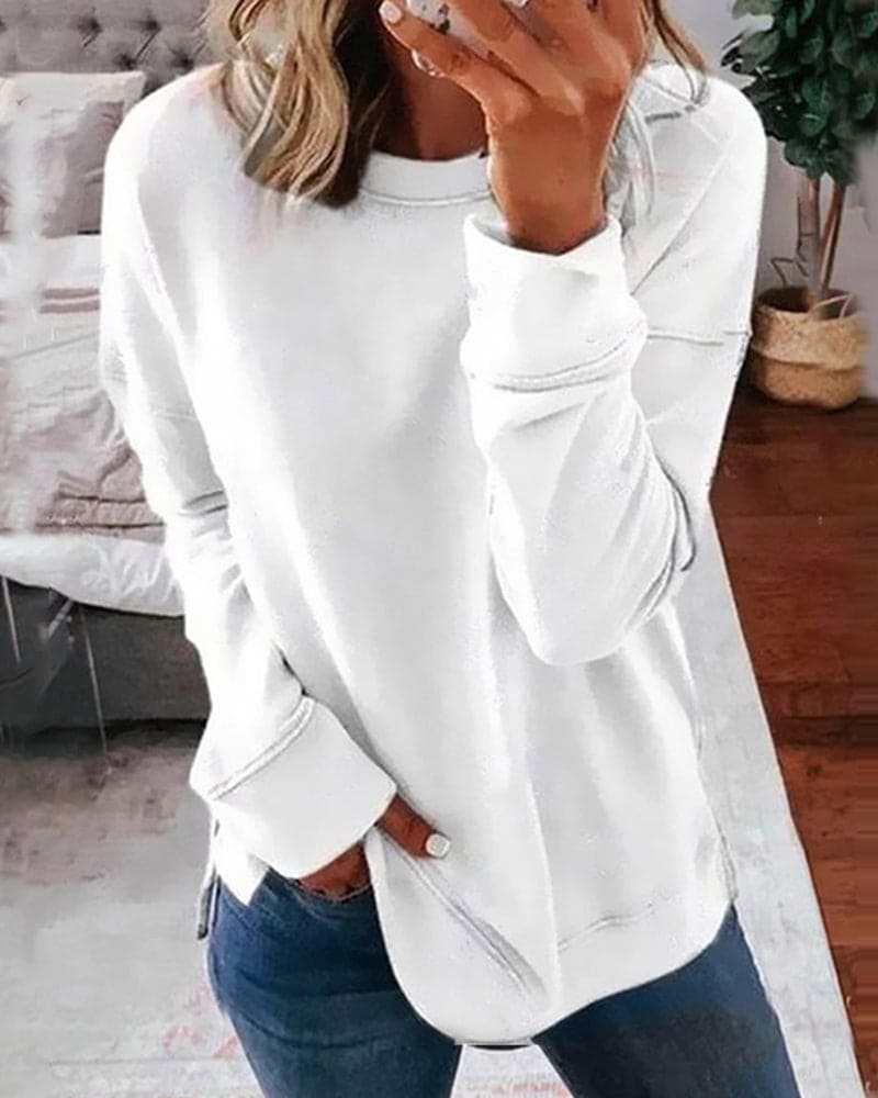 Women's Relaxed Crew Neck Cotton Sweatshirt