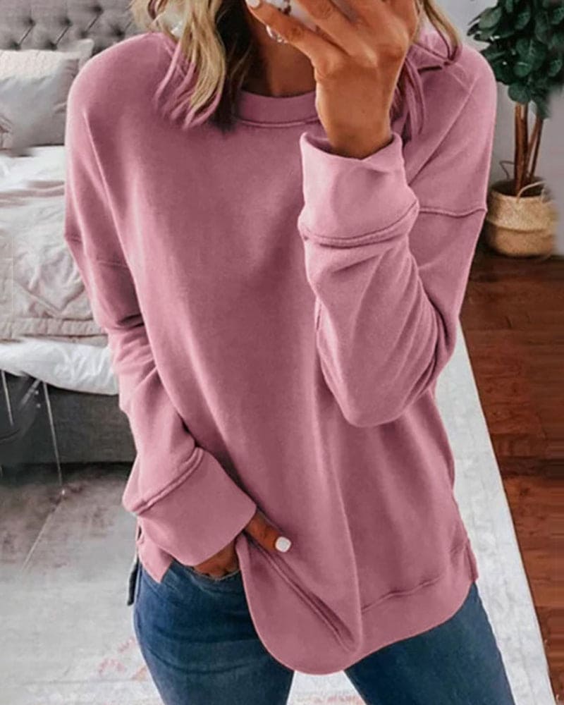 Women's Relaxed Crew Neck Cotton Sweatshirt