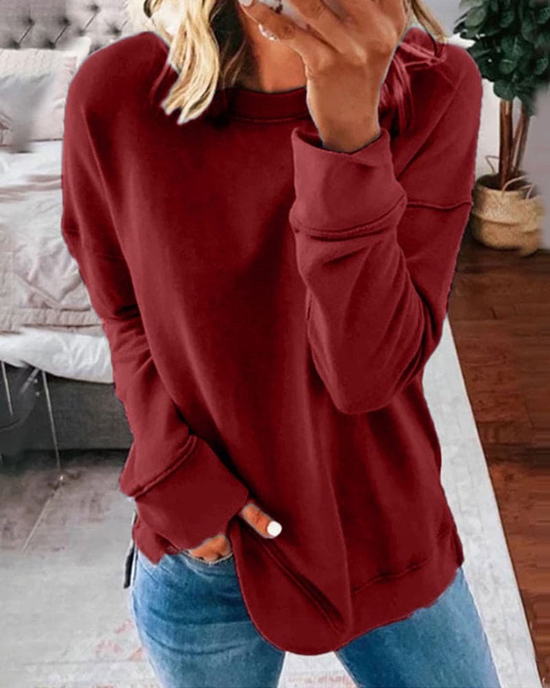 Women's Relaxed Crew Neck Cotton Sweatshirt