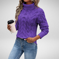 Women's Beige Cable Knit Roll Neck Jumper