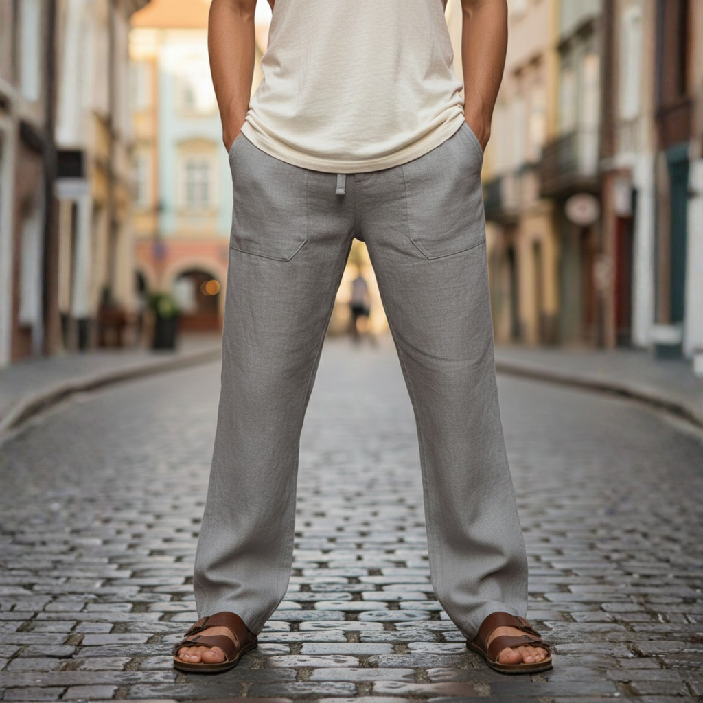 Men's Drawstring Pull-On Wide-Leg Trousers