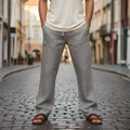 Men's Drawstring Pull-On Wide-Leg Trousers