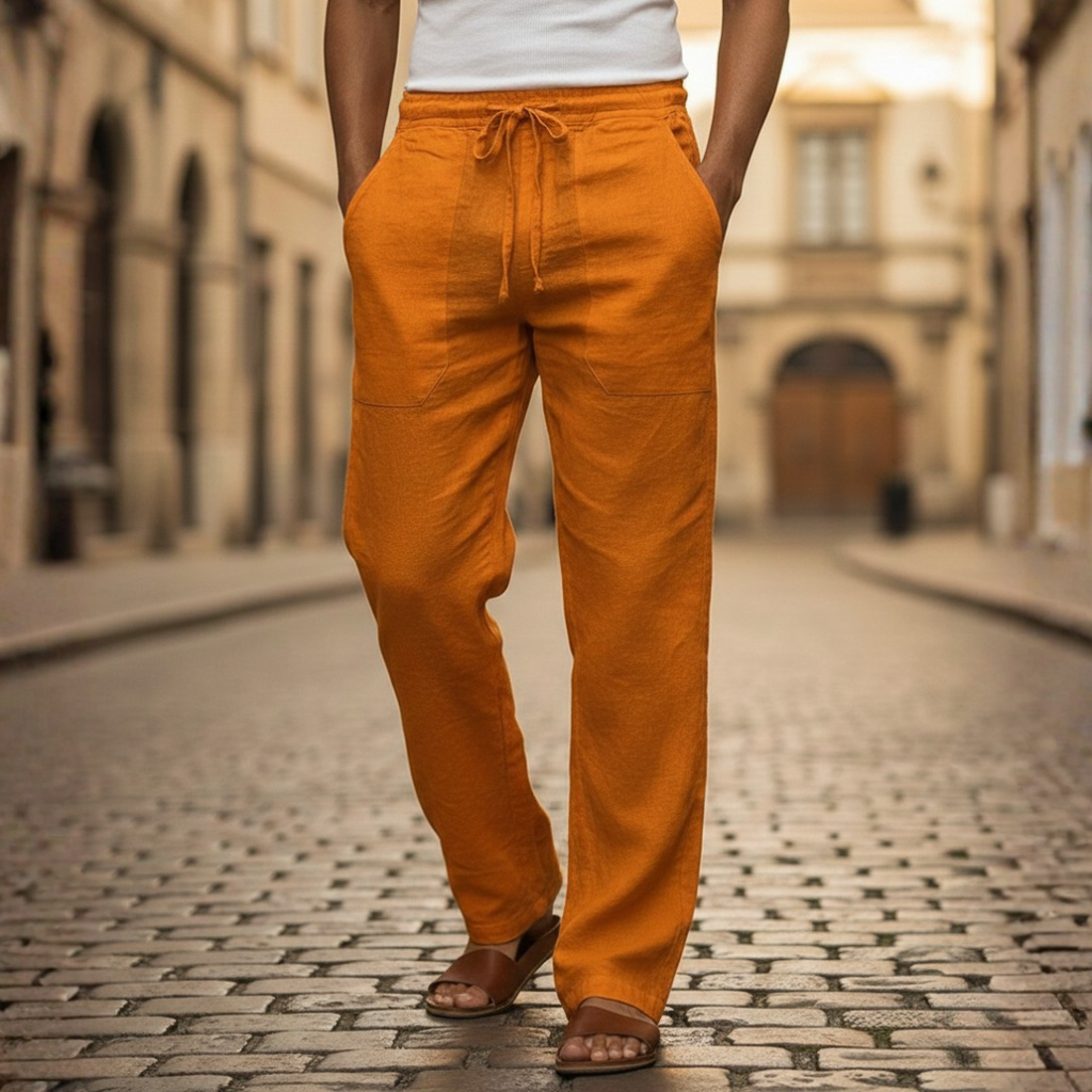 Men's Drawstring Pull-On Wide-Leg Trousers