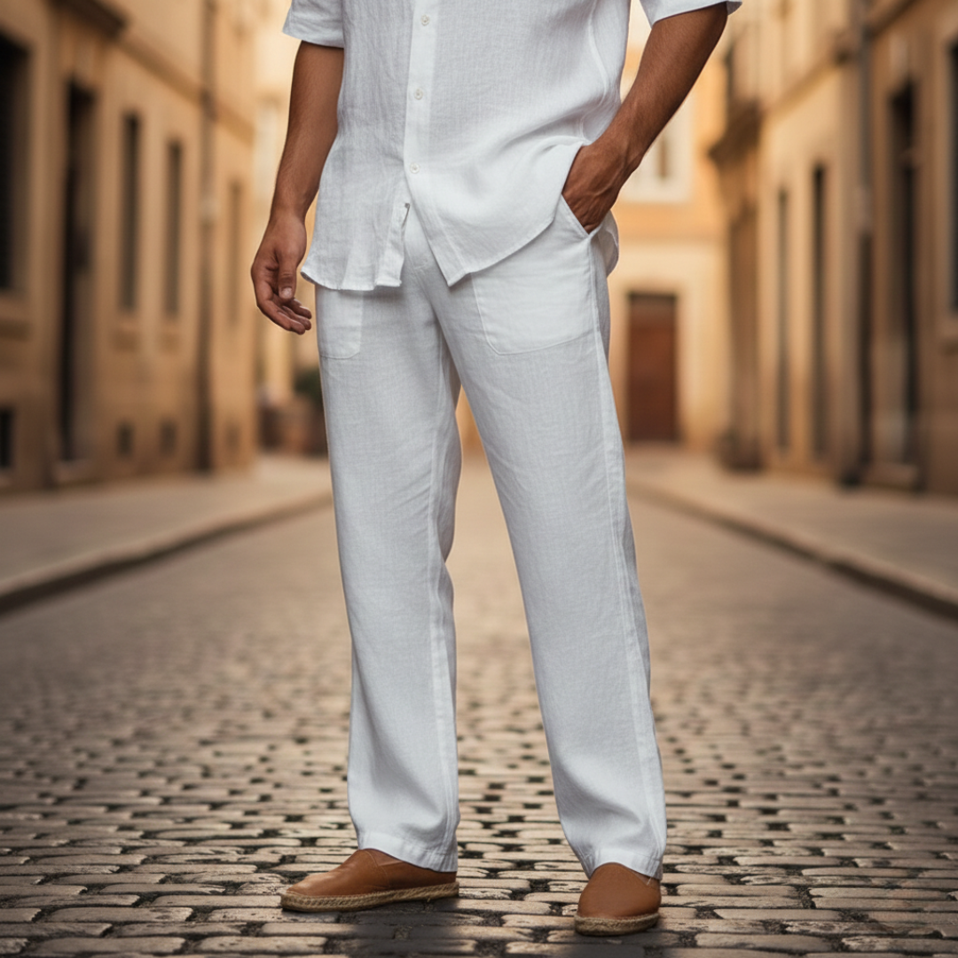 Men's Drawstring Pull-On Wide-Leg Trousers