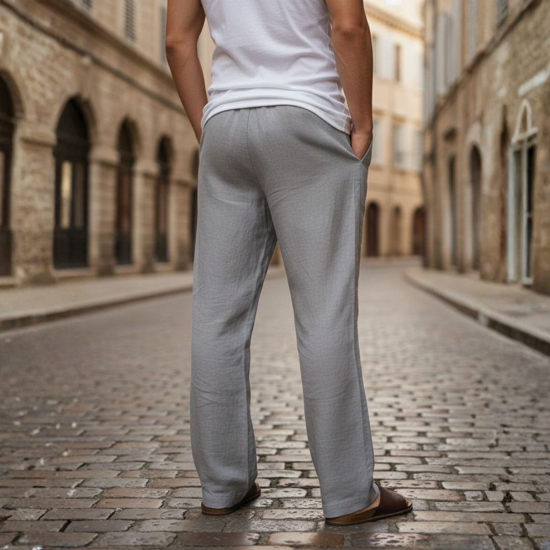 Men's Drawstring Pull-On Wide-Leg Trousers