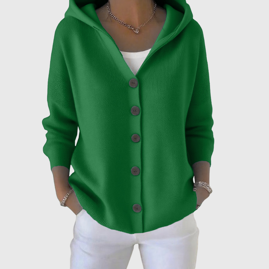 Women's Button-Through Hooded Knit Cardigan