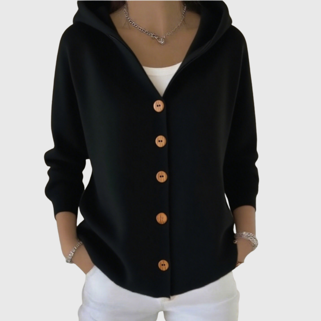 Women's Button-Through Hooded Knit Cardigan