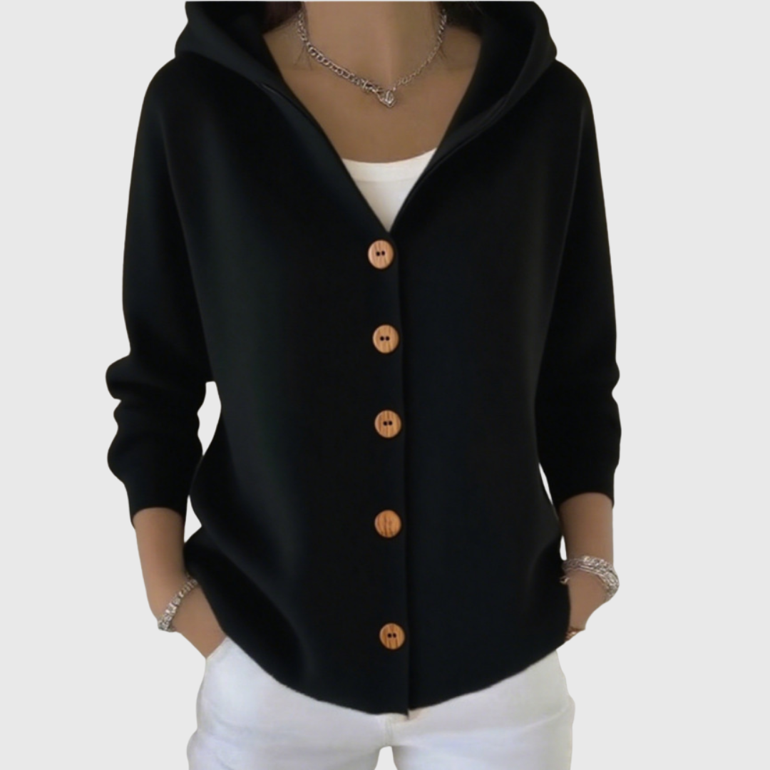 Women's Button-Through Hooded Knit Cardigan