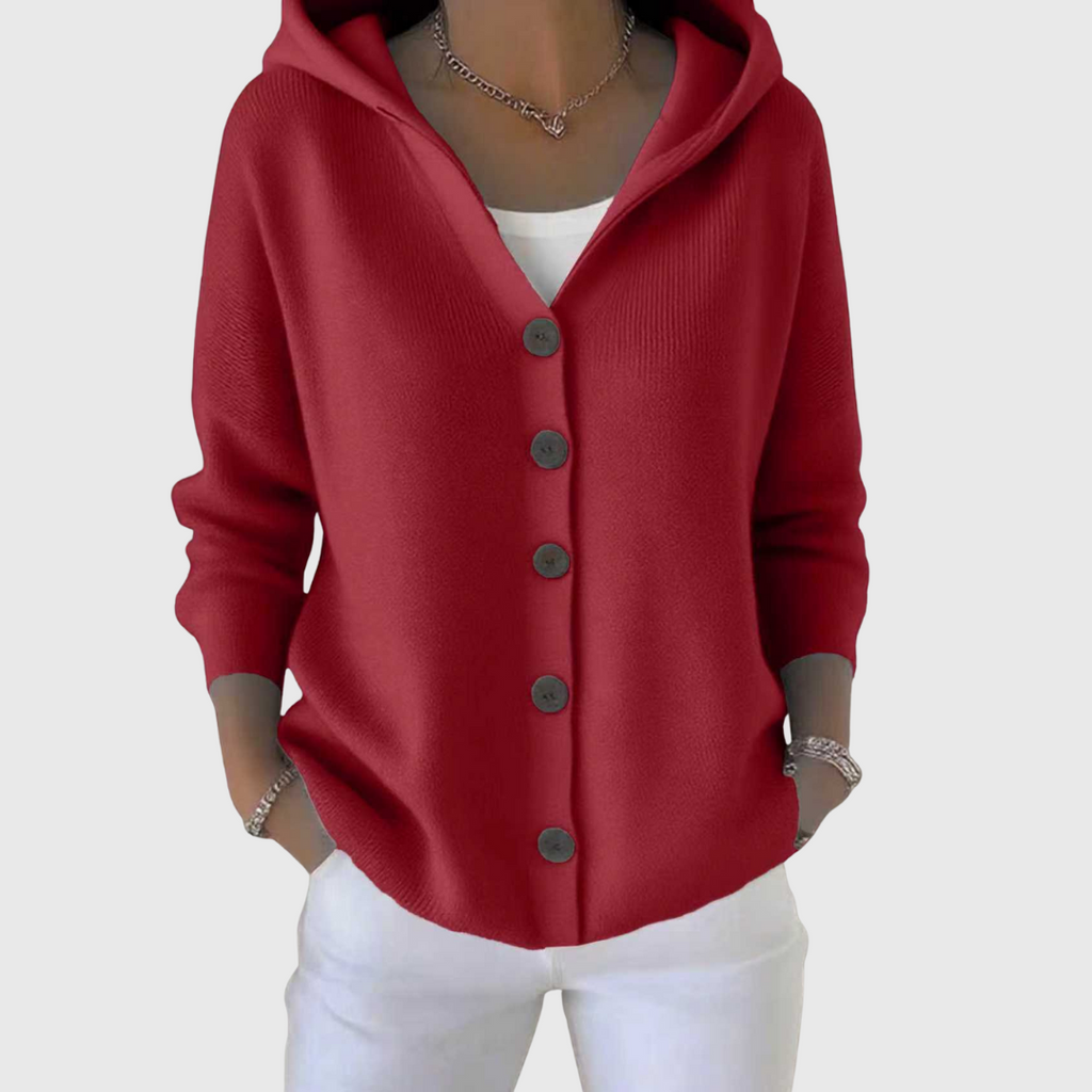 Women's Button-Through Hooded Knit Cardigan