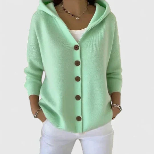 Women's Button-Through Hooded Knit Cardigan