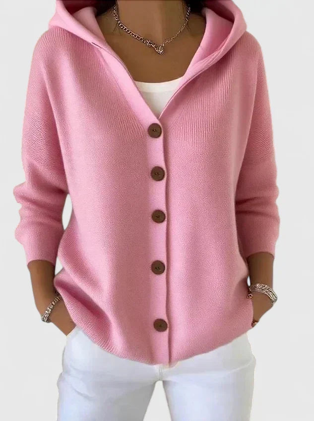 Women's Button-Through Hooded Knit Cardigan