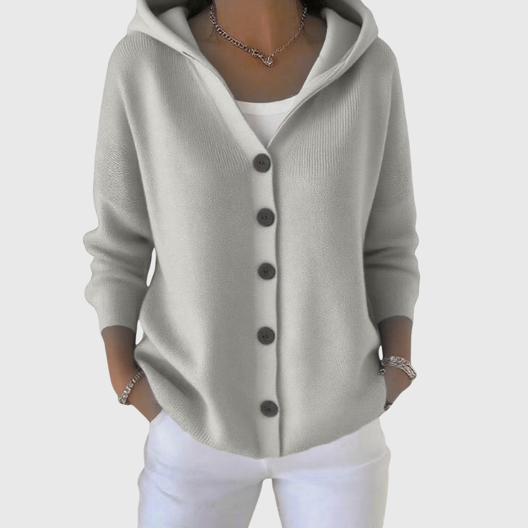 Women's Button-Through Hooded Knit Cardigan