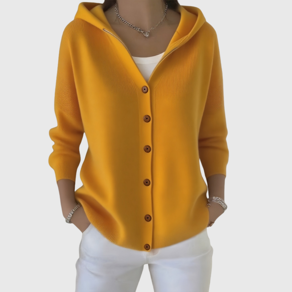 Women's Button-Through Hooded Knit Cardigan